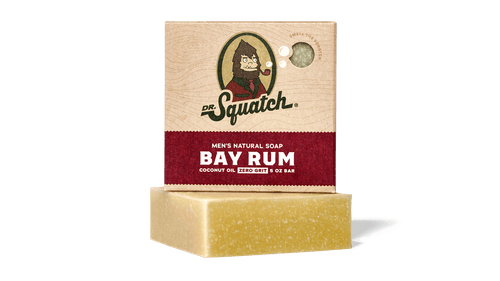 Dr. Squatch Bay Rum bar soap packaging