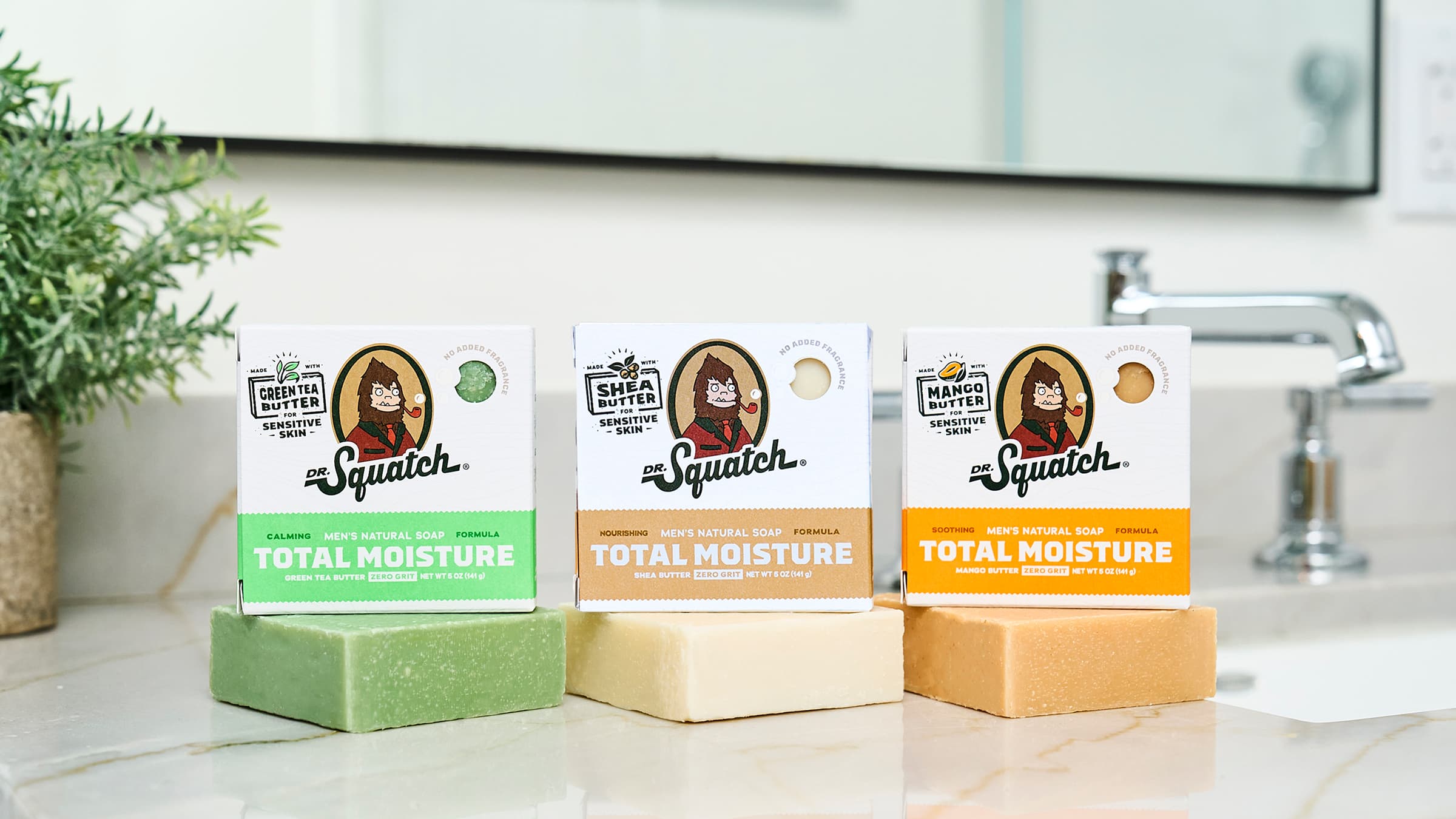 Lifestyle photo featuring Dr. Squatch Green Tea Butter bar soap