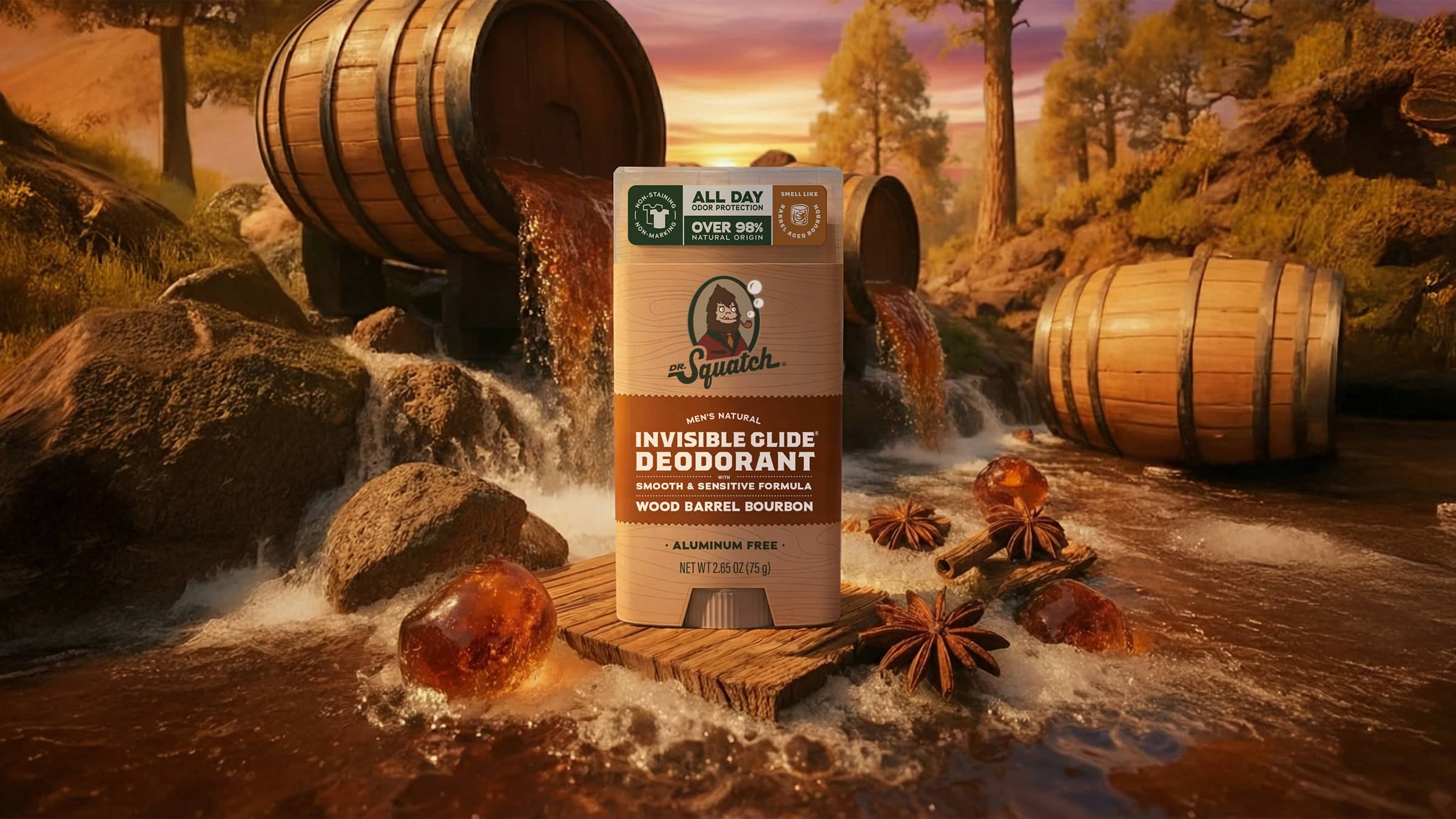 Dr. Squatch Wood Barrel Bourbon Invisible Glide Deodorant