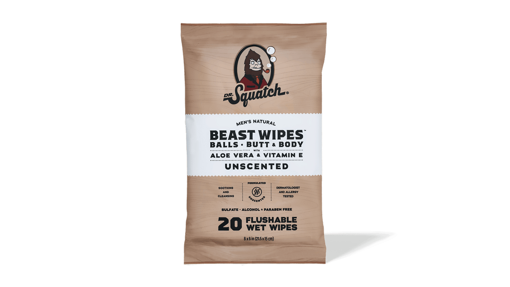 Dr. Squatch Unscented Wipes packaging